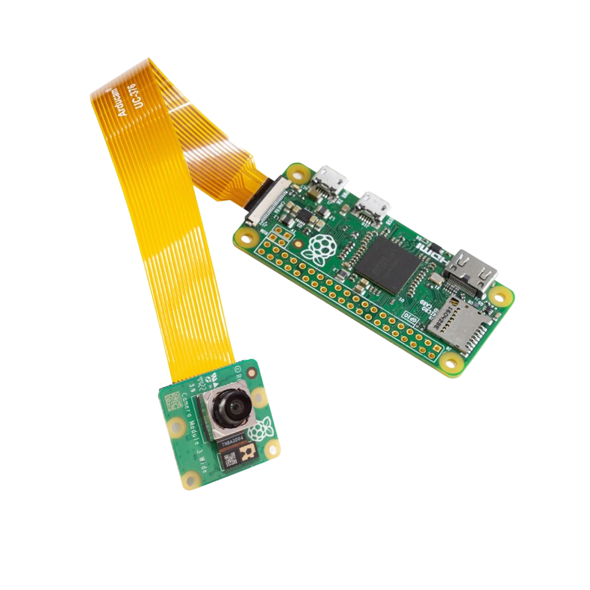 Arducam 12MP Wide Angle Autofocus Raspberry Pi Official Camera Module connected to a raspberry pi zero