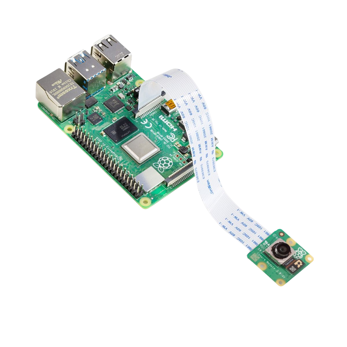 Arducam 12MP Wide Angle Autofocus Raspberry Pi Official Camera Module V3 connected to a raspberry pi