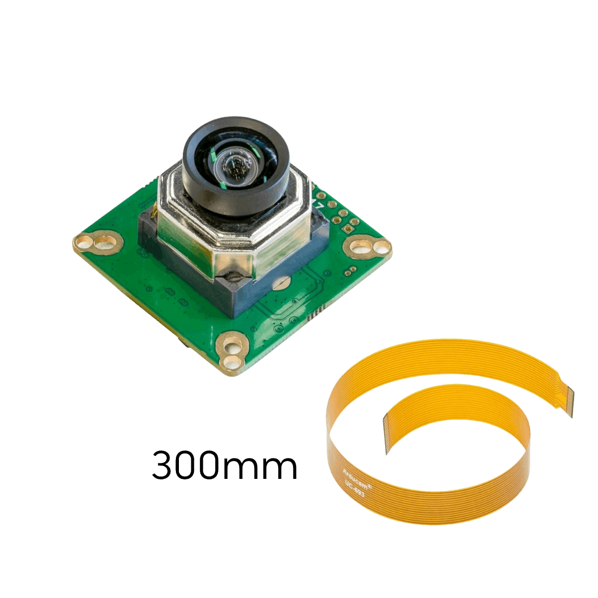 Arducam B0273 12.3MP IMX477 Motorised camera module with its 300mm ribbon cable