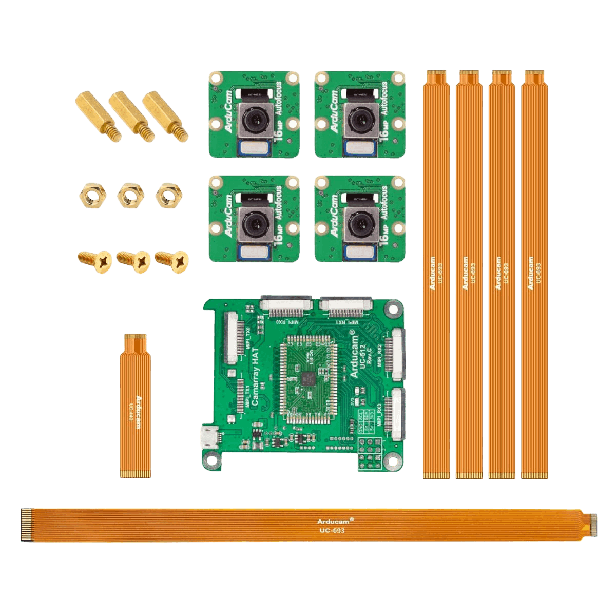 Arducam 16MP Autofocus Synchronised Quad-Camera Kit for RPi and Jetson
