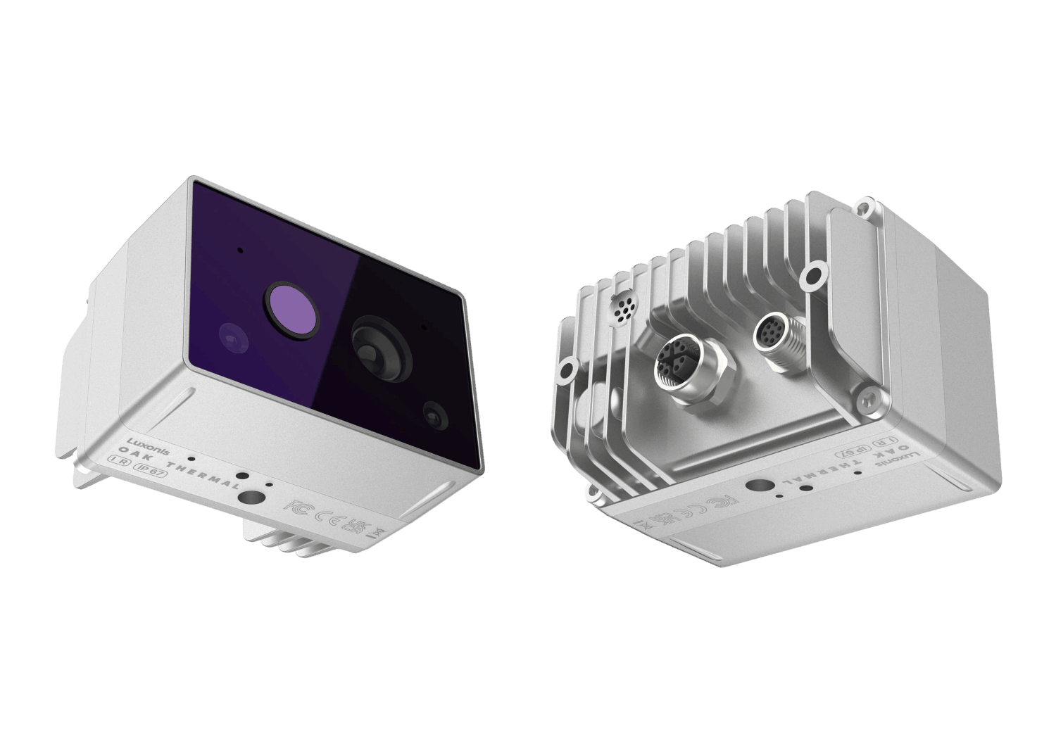 OAK-T product image front and back, displaying the I/O's